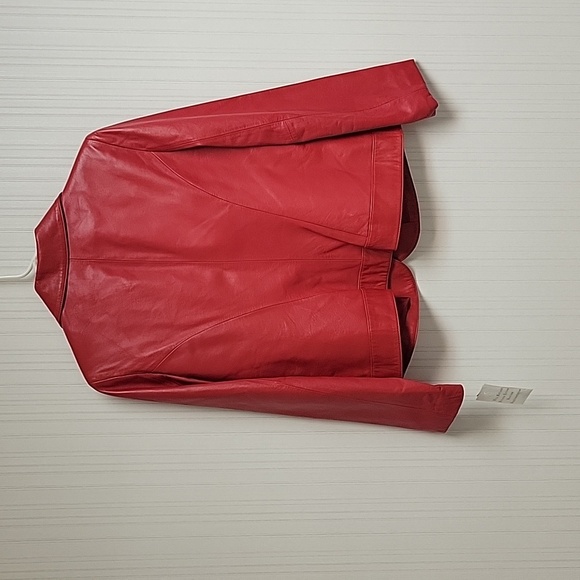 Jones New York sz medium red leather blazer. New fully lined butter soft - Picture 4 of 7